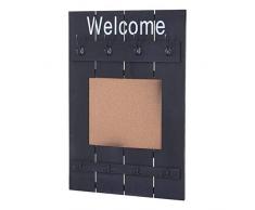 Mendler Serie Vintage Appendiabiti Guardaroba HWC-C89 con Pannello Sughero 91x60cm - Antracite