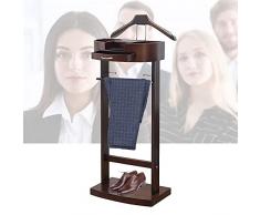 Appendiabiti Indossatore Servomuto Camera Abiti Servo Muto per Camera Doppio in Legno con Cassetto e Robusto Telaio A 106,6 x L 34,2 x P 43,1 cm Legno Massiccio