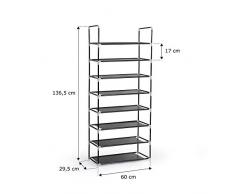 Edaygo Scarpiera Portascarpe Scaffale, 60 x 136,5 x 29,5 cm, 8 Ripiani per 40 Paia di Scarpe