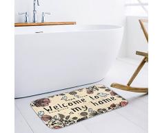 Leebei addensare flanella zerbino antiscivolo bambini zerbino di cartone animato porta ingresso zerbino cucina bagno tappetino tappeto camera da letto tappeti (Welcom, 15.7 × 23.6 pollici)