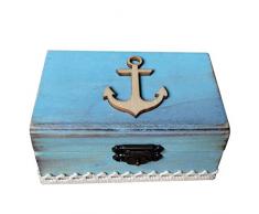Yongse Ancoraggio Rettangolare in Legno mediterraneo - Portacappelli in Legno Blu Sea