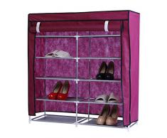 Portascarpe Salvaspazio, 5 Livelli Porta Scarpe Doppio Lato Scarpiera Mensola con Coperchio Antipolvere Scarpiera Armadio Organizzatore per 20 Paia Scarpe 90 x 90 x 30 cm