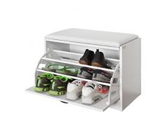 SoBuy® Scarpiera da Ingresso, Cassapanca,Portascarpe con Cuscino,FSR16-W,IT