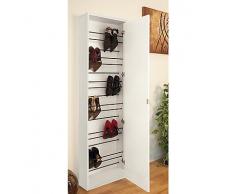 Valentini Nettuno Scarpiera 1 Anta a Specchio, Legno, Bianco, 25x49x178 cm