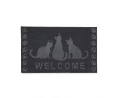 Relaxdays Welcome Zerbino in Gomma per Esterni, Legno, Nero, 50 x 65 cm