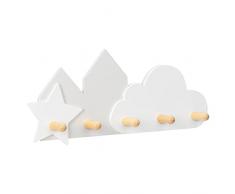 Navaris Appendiabiti Parete 5X Ganci - Attaccapanni Muro Bambini Cameretta - Appendi Abiti Camera Bambino - 5X Gancio Legno Bianco - Ingresso Moderno