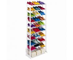 Scarpiera scaffale con 10 ripiani plastica metallo 52 x 24.5 x 139 cm per 30 paia di scarpe