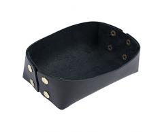 Vassoio servomuto, vassoio in pelle PU Portagioie Chiave vassoio morbido Piatto portaoggetti da scrivania Organizzatore tavolo Scatola portaoggetti per monete Gioielli Rossetto Orologi(Color:NERO)