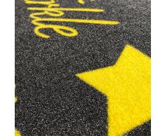 Design Zerbino Leave A Little Sparkle Stella per interni ed esterni, lavabile in lavatrice, antiscivolo. ... Wherever You Go in grigio e giallo 60 cm x 40 cm