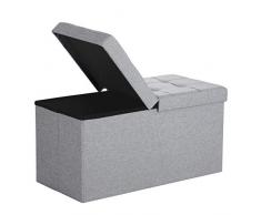 SONGMICS - Cassapanca pieghevole per scarpe, capacità di carico: 300 kg, 76 x 38 x 38 cm., Tessuto, Grigio chiaro, 76 x 38 x 38 cm