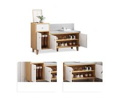 ZQNNFDC Scarpiera per ingresso, armadio portaoggetti 1 morbido cuscino può sedersi scarpiera, scaffale per scarpe, sgabello multifunzione a 2 strati con cassetto armadietto, 90 x 12,59 x 57,5 cm