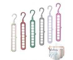 QYY Appendiabiti salvaspazio Organizzatore,Appendiabiti di Deformazione Multifunzionale,Magic Appendiabiti in Plastica,Confezione da 6 Grucce Magic,Appendiabiti Pieghevole