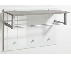 AVANTI TRENDSTORE - Cinzia - Mobili da Ingresso e da Soggiorno, in Laminato di Colore Bianco Lucido e Grigio Cemento dimitazione (Pannello da Guardaroba)