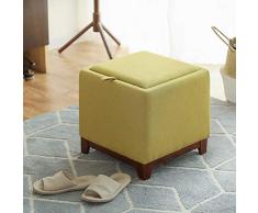 Deposito Ottomano Sgabello poggiapiedi Panche Quadrato,Tessuto Scatola di immagazzinaggio Quadrata Imbottita Cassapanca Sgabello divano Cambiare scarpe Tavolino -grigio intenso 38x40cm(15x16inch)