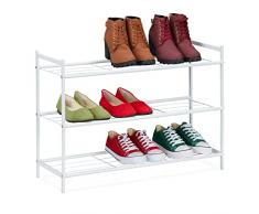 Relaxdays Scarpiera da Ingresso in Metallo, 3 Ripiani, Moderno Scaffale Porta Scarpe, 9 Paia, 50 x 70 x 26 cm, Bianco, 1 pz