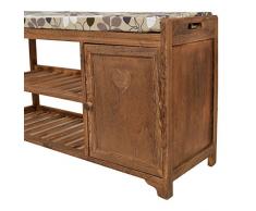 ts-ideen GmbH Panca in Stile Country da Ingresso con Ampio vano Scarpe e Sedile Imbottito. Color Legno Naturale.