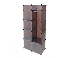 Ts Ideen 5120 Mobile da Bagno, Armadio da Cameretta, 7 Scomparti con Sportelli e Vano con Asta Appendiabiti, Polipropilene, Marrone