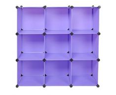 Armadio/Libreria/Armadietto a muro per corridoio a 9 scomparti senza viti, colore: viola/lillà