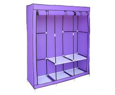 Rebecca Srl Scarpiera salvaspazio Armadio Tessuto Viola 5 Ripiani 3 Vani Cerniere Ingresso (Cod. RE4673)