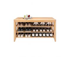 Scarpiere Panca Scarpiera in Legno Massello, Scarpiera di Grande capacità per Soggiorno in Corridoio, Non cè Bisogno di Installare(Size:100x30x52cm,Color:Colore del Legno)