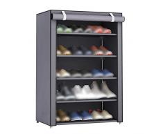 Jorzer Scarpe Tessuto Non Tessuto Rack Scarpe Antipolvere Organizzatore Camera Dormitorio Scarpe Scarpiere Mensola Gabinetto Contenere Fino a 15 Paia Scarpe (Grigio Argento)