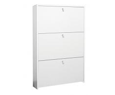 Klipick Scarpiera Salvaspazio 3 ribalte, con Doppia griglia e Doppia Fila, Posizione Scarpe, sotto e sopra per Ogni Anta. Dimensioni L 67 P 22 Altezza 109. Colore Bianco