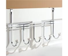 InterDesign York Appendiabiti 5 Ganci da Porta, Argento, 45x7.5x12 cm