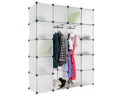 TecTake Scaffale armadietto modulare mobile scaffalatura mensola per scarpe bagno sistema di plug-in cuba con appendiabiti - disponibile in diversi colori - (Bianco | No. 401579)