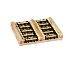 Relaxdays Pulisci Scarpe da Esterno, Fondo Antiscivolo, Spazzole Robuste, Zerbino per Entrata, Ingresso, Legno, Naturale, PVC, Multicolore, 1 pz