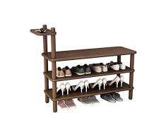 KungFuWood Scarpiera Ingresso, Scarpiera Legno, Panca Scarpiera, Forma del Cucciolo, Scarpiera da Ingresso Moderno, Panca Ingresso, Adatto per Salotto, Corridoio, Camera da letto, 80cm, Marrone noce