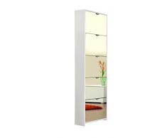 AVANTI TRENDSTORE - Koblenz - Scarpiera con Specchio e con 5 vani a ribalta in Laminato, in 2 Colori Diversi Disponibile, Dimensioni: Lap 58x177x17 cm (Bianco)