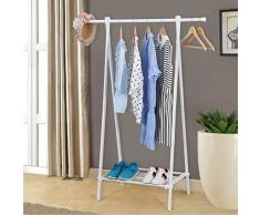 Songmics Portabiti Stand Appendiabiti Attaccapanni in Ferro 108 x 48 x 150 cm Bianco LLR11W