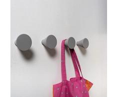 nidoshu YCONIC 4 Appendiabiti da Parete Singolo Grigio - Attaccapanni da Muro per Ingresso Moderno Bagno o Cucine - Appendini da Muro Originali - Ganci Appendi Abiti per Muro