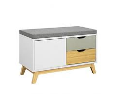 SoBuy Scarpiera salvaspazio Slim, portascarpe salvaspazio,Panca,scarpiera ingresso con seduta FSR92-W