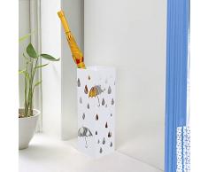 SONGMICS Portaombrelli Porta ombrelli 49 cm Bianco in ferro quadro Con Gancini e Vaschetta Scolapioggia LUC49W