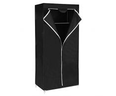 SONGMICS Armadio Cabina Guardaroba Appendiabiti In Acciaio Tessuto 160 x 75 x 45 cm Nero RYG83H