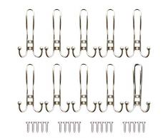 Ganci Appendi, PietyPet 10 Pezzi Gancio Appendiabiti Triplicare Accappatoio Gancio Parete Gancio Asciugamano con Viti per Cappelli Cappelli Abbigliamento, Argento