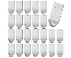 25 Pezzi Ganci Adesivi, Autoadesivo In Acciaio Inox, Gancetti Autoadesivi, Ganci Per Accappatoio Bagno, Ganci Impermeabili Senza Chiodi per Bagno, Armadio, Cucina, Appendiabiti Panno Asciugamano