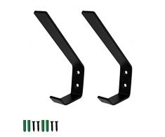 WJUAN 2 Pezzi Gancio da Parete Nero, 130 mm Ganci Appendiabiti in Acciaio Inox, Design a Doppio Gancio, per Appendere Oggetti Comuni in Cucina e in Camera da Letto