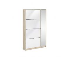 Dmora Scarpiera a Quattro Ante con Specchio, Colore Quercia, cm 99 x 17 x h240