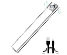 Luci Armadio con Sensore Ricaricabile 33 LED 4 Modalità Lampada con Magnete 3M Nastro Adesivo per Armadio, Scale, Corridoio, Cucina, Garage etc.