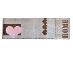 Lifestyle-Mat Tappeto antiscivolo e lavabile, ideale per ingresso, cucina o armadio, motivo a cuori con scritta "Home", marrone/rosa, Microfibra, marrone, 50x150cm