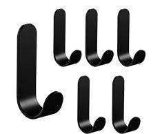 LINAERSHAO 6 Pezzi Ganci accappatoio Bagno,Ganci Adesivi,Appendiabiti Adesivo,Gancio Autoadesivo,Ganci Bagno per Accappatoi,Appendi Accappatoio Bagno Adesivo,per Bagno,Cucina,Porta,Acciaio Inox,Nero