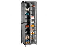 mDesign Mensola porta scarpe – Pratico scaffale con ripiani in fibra sintetica e struttura in metallo per lingresso o il ripostiglio – Scaffali portascarpe con 20 spaziosi scomparti – antracite