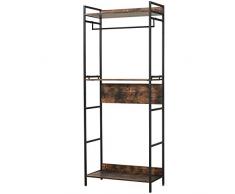 homcom Attaccapanni a Muro Stile Industriale, Mobile da Ingresso con Scarpiera e Mensole 80x40x200cm Marrone e Nero