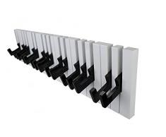 GMMH, Appendiabiti a parete, design: Pianoforte, 16 ganci, Bianco/Nero