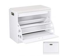 Homfa Scarpiera Legno Mobile Porta Scarpe Scaffale Bianco Mensola Organizzatore per Casa, Ingresso