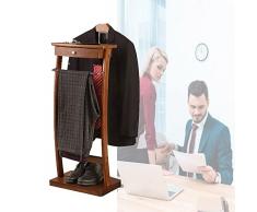 Qcesorib Servomuto Appendiabiti in Legno Indossatore Camera Abiti Servo Muto per Camera Portapantaloni Anteriore con Guaina in Gomma Antiscivolo - A x L x P: 112,2 x 44,4 x 30 cm Legno