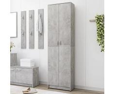 Susany Armadio per Ingresso Armadio Camera da Letto 2 Ante, Mobile Moderno Grigio Cemento 55x25x189 cm in Truciolato