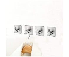 4 Pezzi Ganci Adesivi 3M Ganci Appendiabiti in Acciaio Inox SUS304 Set di Ganci Cucina Forte Impermeabile Rimovibile senza Tracce per Bagno Cucina Porta/ Gancio per Cucina e Bagno